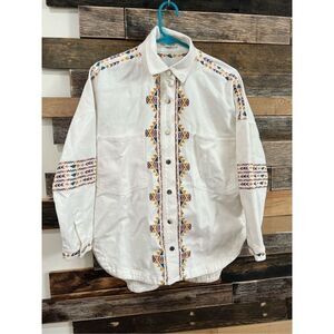 PEACE N' LOVE embroidery snap shacket sz S/M